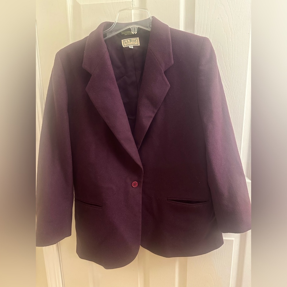 LL Bean Women’s Vintage Wool Purple Blazer - 10 P